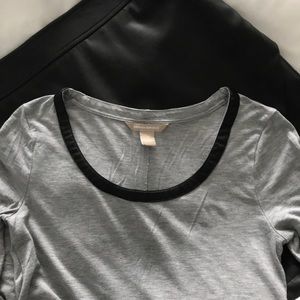 Banana Republic vegan leather trim shirt